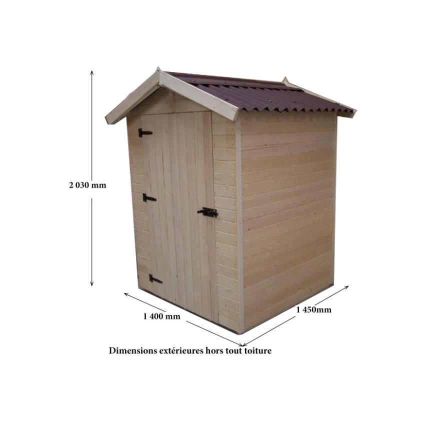 Abri de jardin en Bois 1.36 m² avec Plancher 16 mm