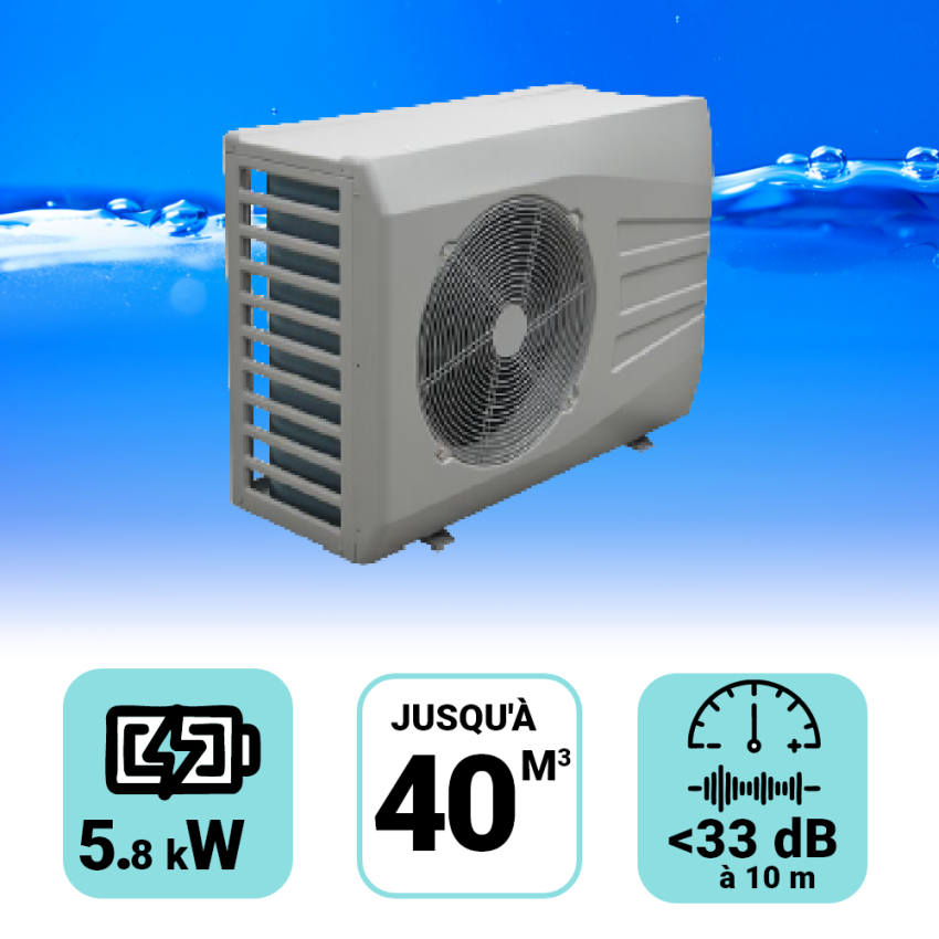 Pompe à chaleur Spark Netpac 5.8 kW pour piscine de 15-40m3 + Bâche de protection