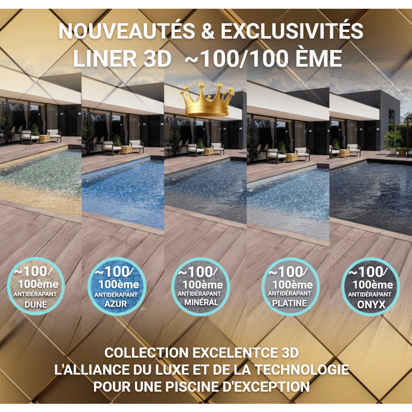 Piscine Bois PRESTIGE LUNA Rectangulaire avec Escalier SPARK 350x270x70cm Liner Relief 3D