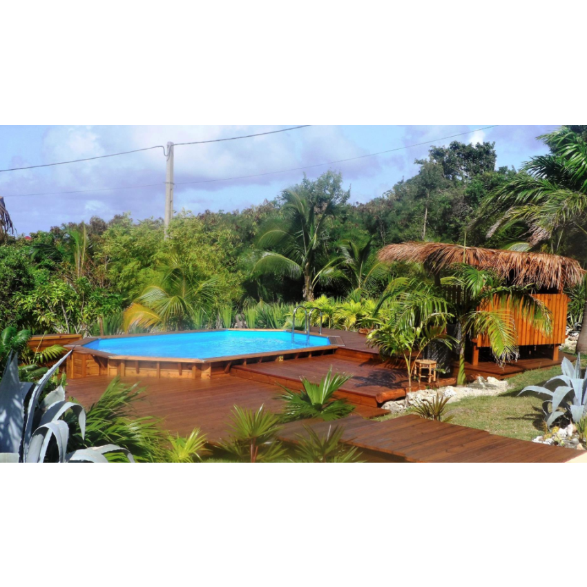 Piscine Bois Lola Octogonale Allongée 541x336x131cm