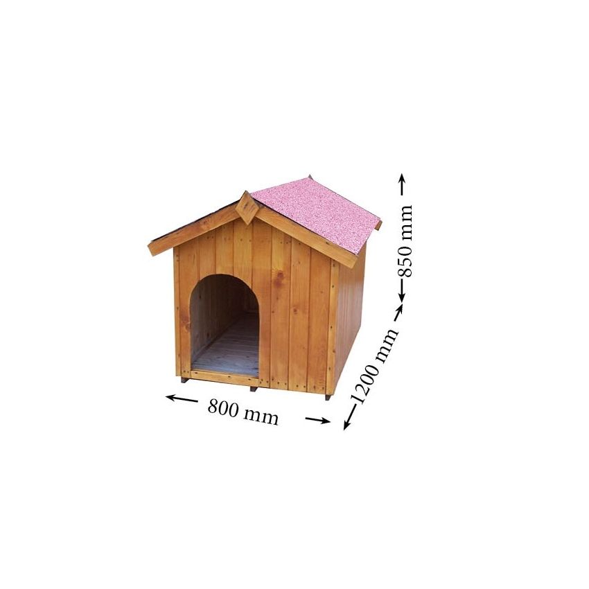 Niche pour moyen et grand chien en bois brut 80x120x85cm