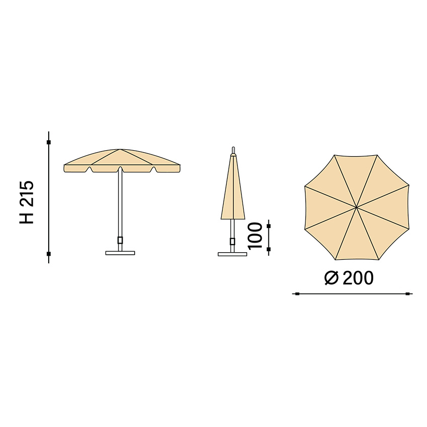Parasol Menthe NOVARA 100/8cm ∅200cm