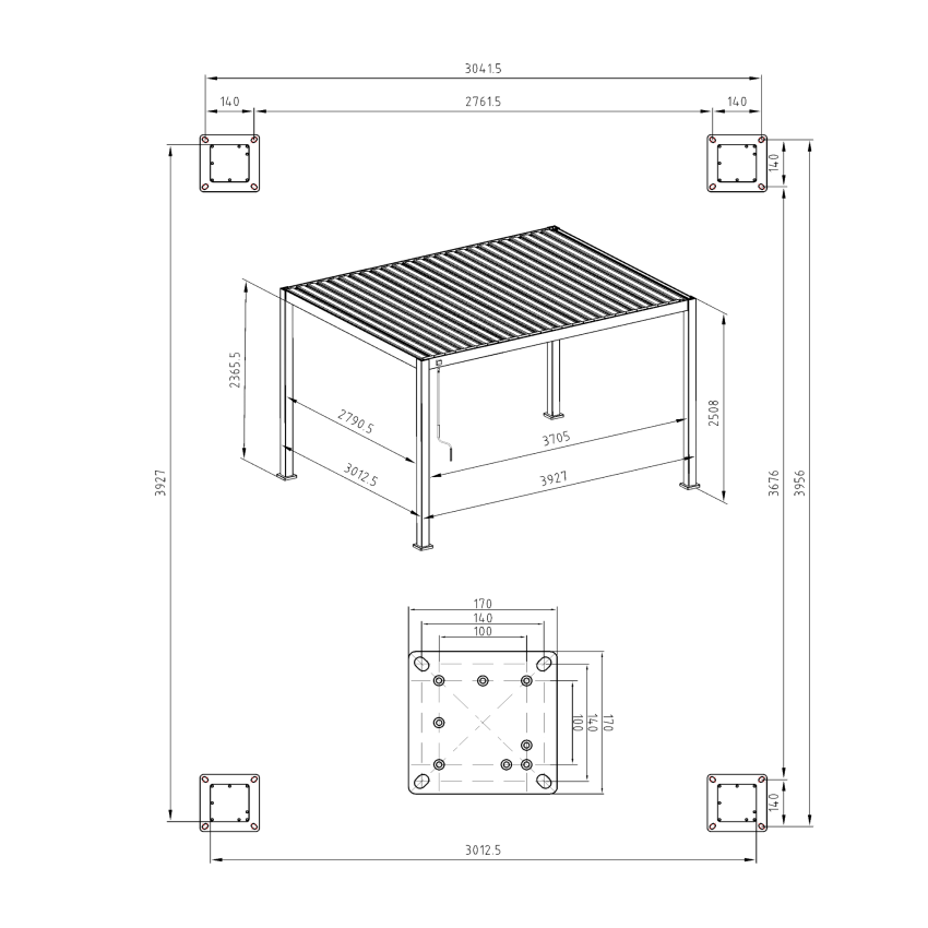 Pergola bioclimatique 3x4 m aspect bois