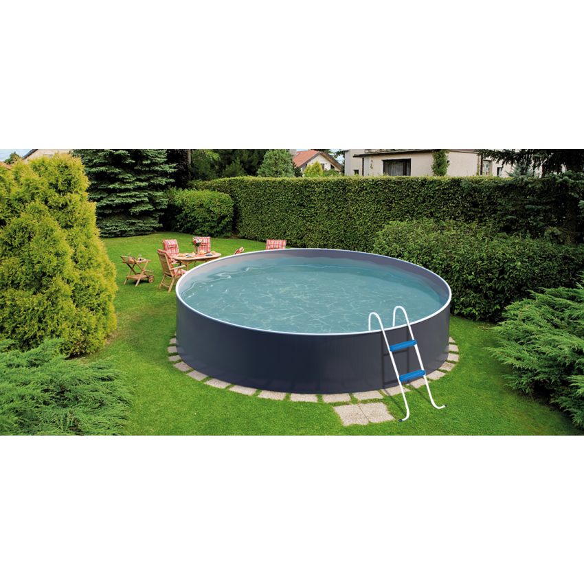 Piscine Acier Azuro ⌀460x120cm Gris/Blanc