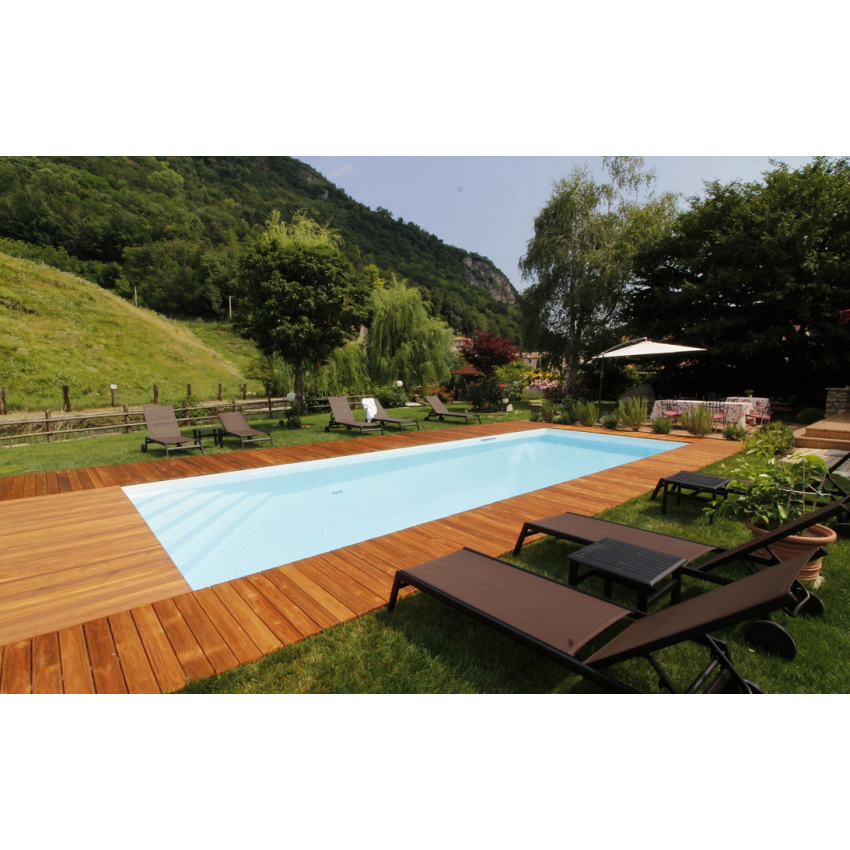 Piscine Bois Supreme Rectangulaire avec Escalier d'Angle 1220x520x145cm