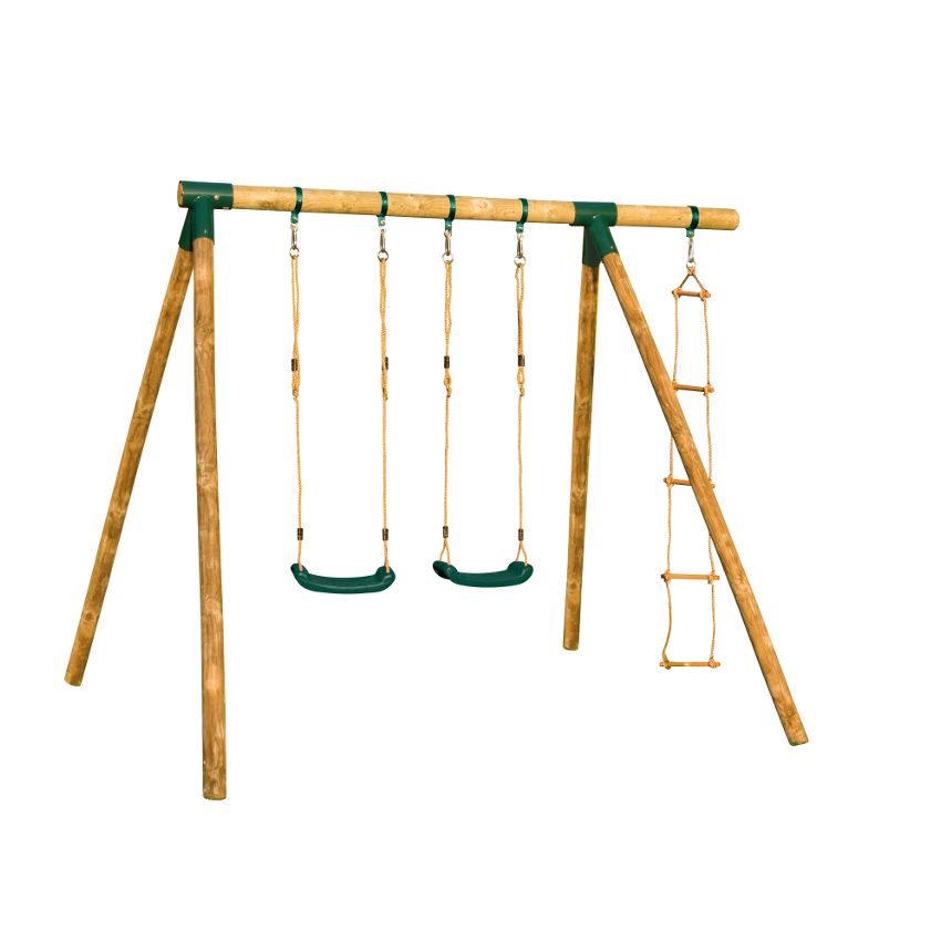 Portique en Bois CHEYENNE 2 balançoires + 1 échelle L270xP260