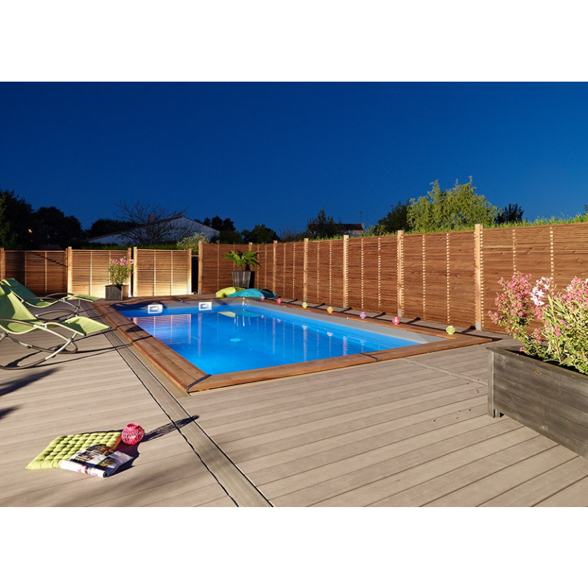 Piscine bois MAEVA Rectangulaire avec Escalier droit 800x400x150cm