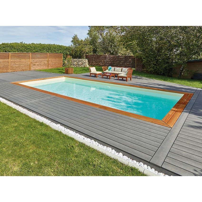 Piscine bois MAEVA Rectangulaire avec Escalier droit 800x400x150cm
