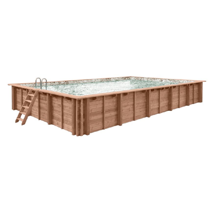 Piscine Bois PRESTIGE Rectangulaire LUNA avec Plage Immergée SPARK 350x270x70cm Liner Relief 3D