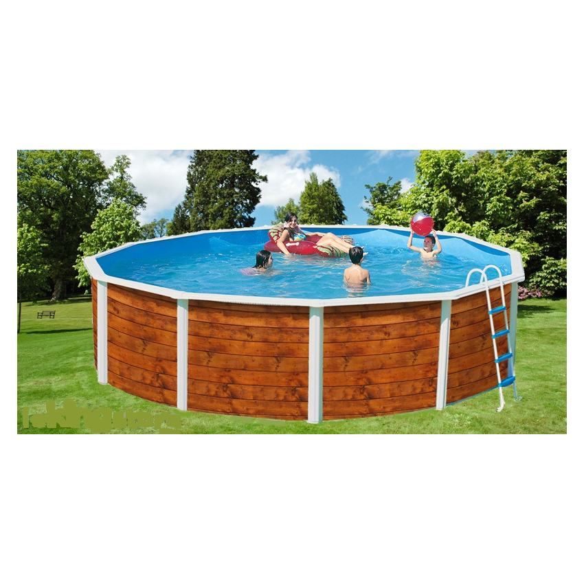 Piscine Ronde ETNICA Acier Aspect Bois 460cm x  H 120cm
