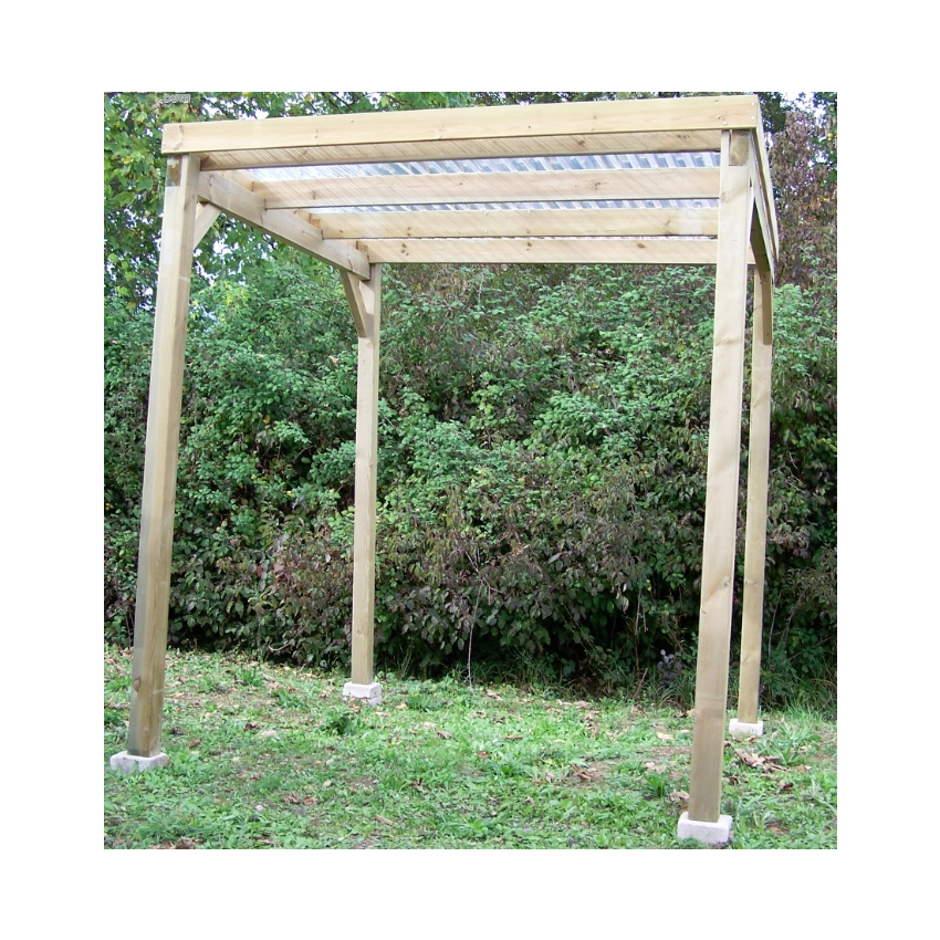 Carport Bois Autoclavé 4m² Toit plat économique avec Couverture