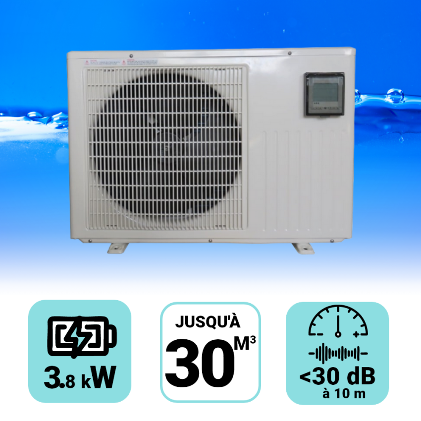Pompe à chaleur EcoPac 3.8 kW pour piscine de 20-30m3 + bâche de protection