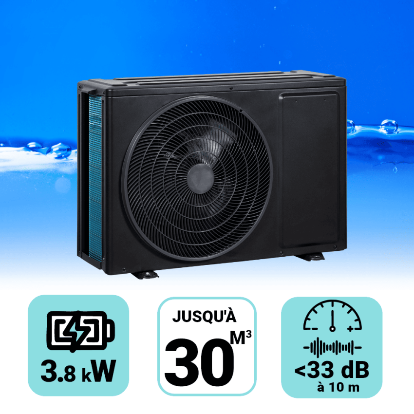 Pompe à chaleur EcoPac 3.8 kW pour piscine de 20-30m3 + bâche de protection