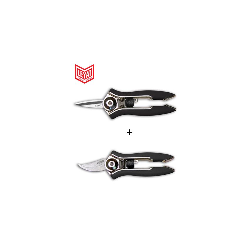 Lot de 2 Sécateurs Lame Courbe et Lame Droite Noirs HAPPY LINE