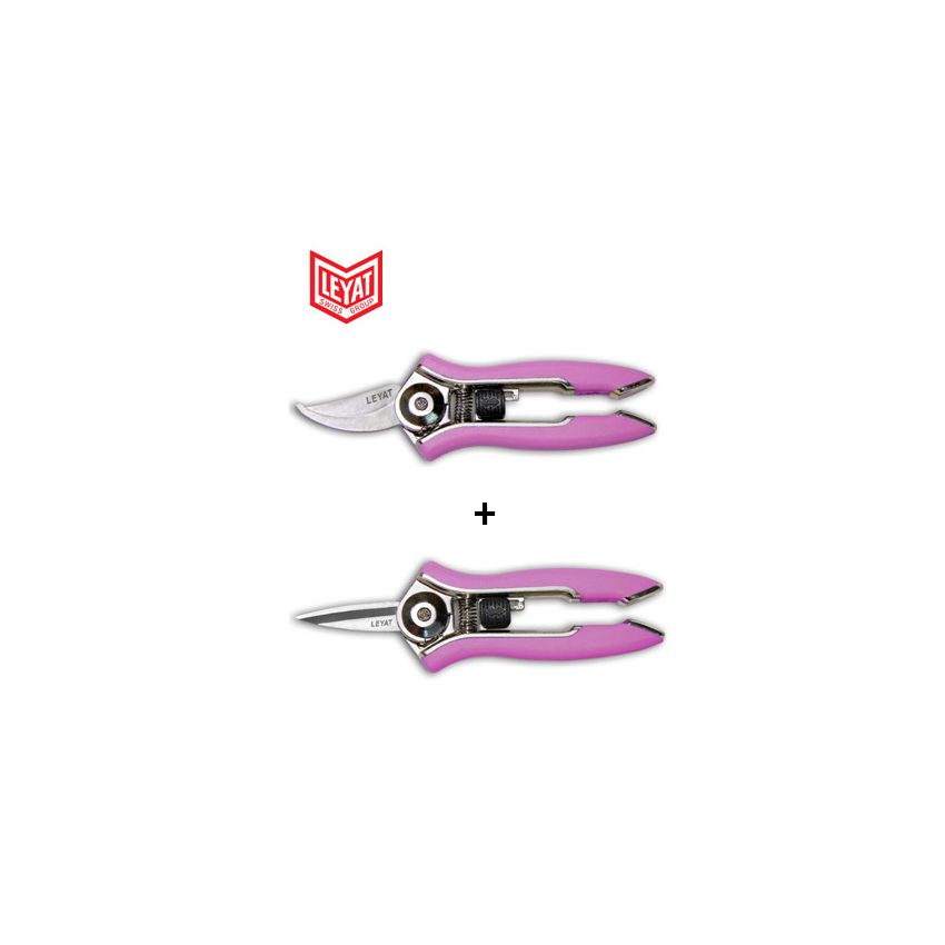 Lot de 2 Sécateurs Lame Courbe et Lame Droite Violet HAPPY LINE