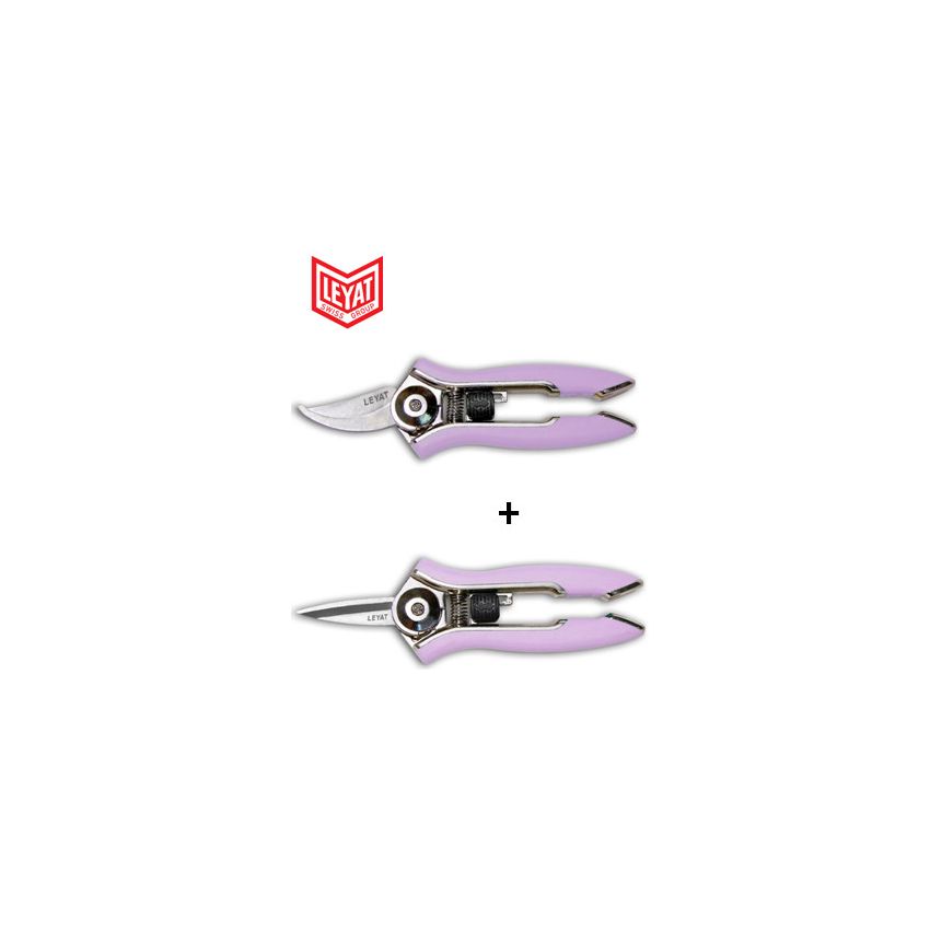 Lot de 2 Sécateurs Lame Courbe et Lame Droite Lila HAPPY LINE