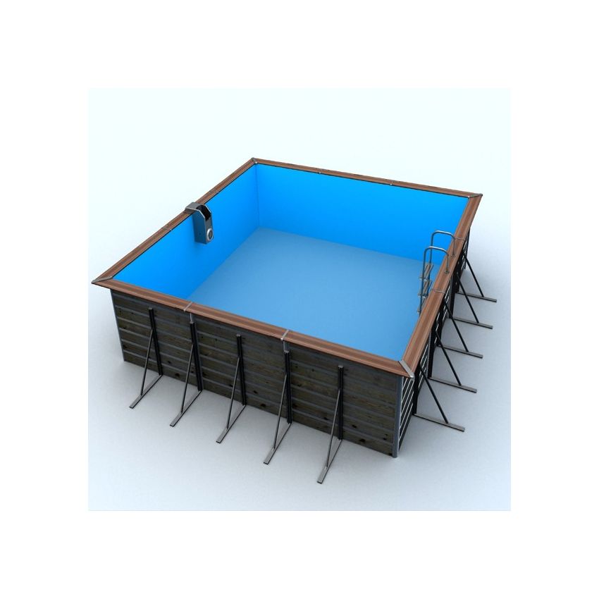 Piscine bois Carrée SOLTA 520x520x147cm Liner bleu 
