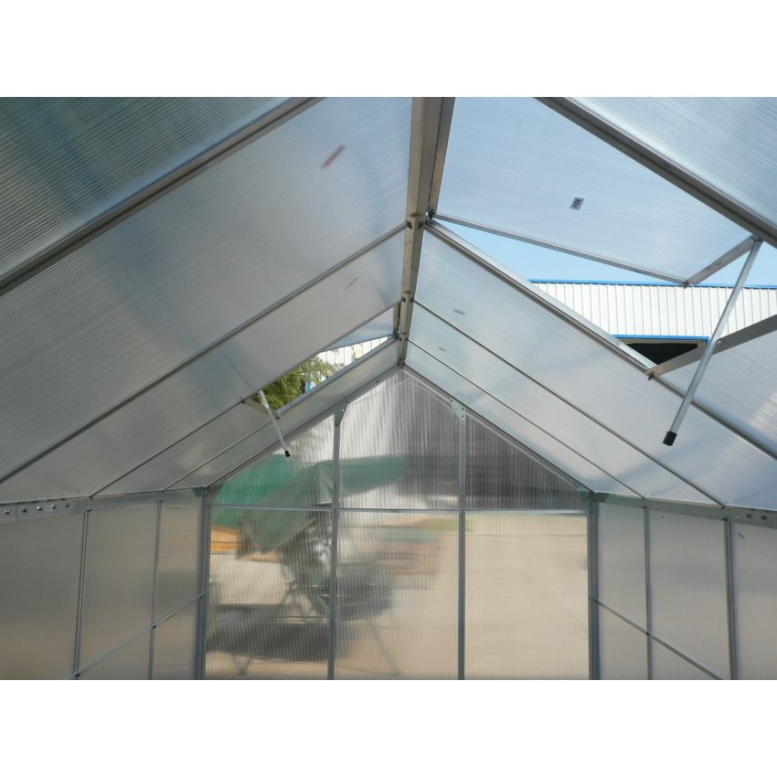 Serre de Jardin Alu et Polycarbonate 6,03 m2 avec Base et Fenêtre de toit