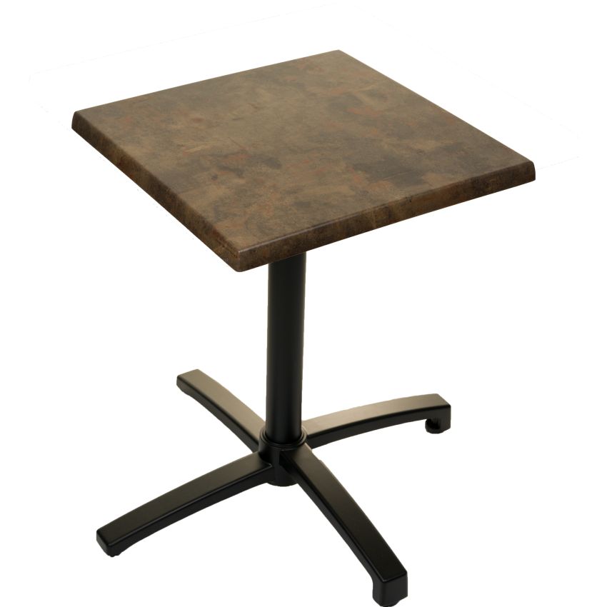 Table pliante EVA RUSTBROWN pied noir 60 x 60 cm