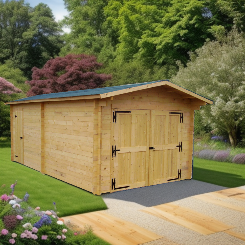 Garage en Bois 19.03 m² VECTURA 42mm L 350 x P 620 cm 