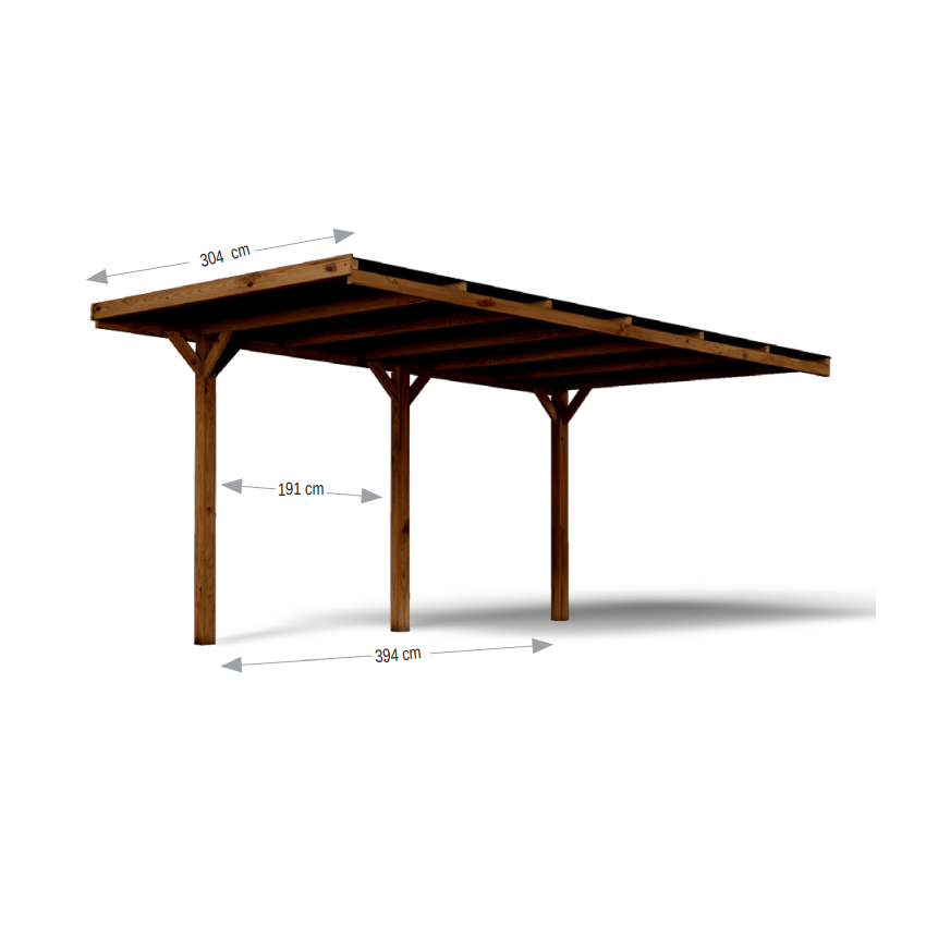 Carport Adossable Bois Autoclavé VICTOR 16.4m2