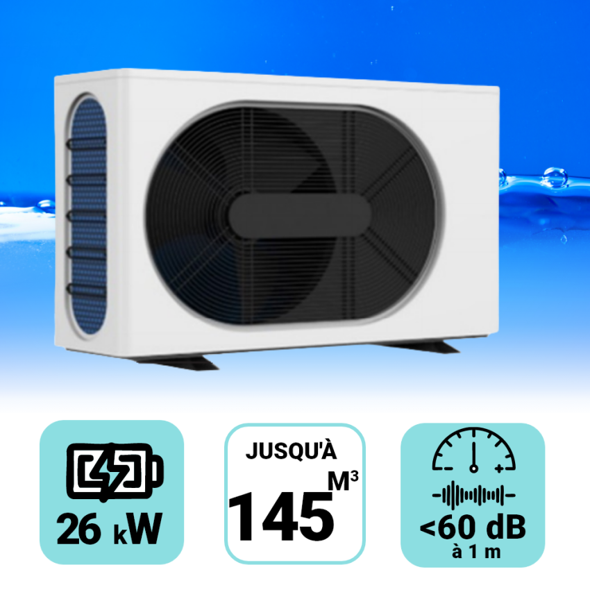 Pompe à chaleur Wega 26 kW Triphasée pour piscine de 105-145m3