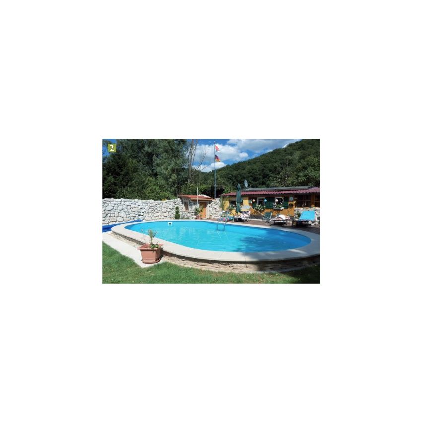 Piscine EVA L.7 x l.3.50 x H.1.20 Enterrée Acier Allongée