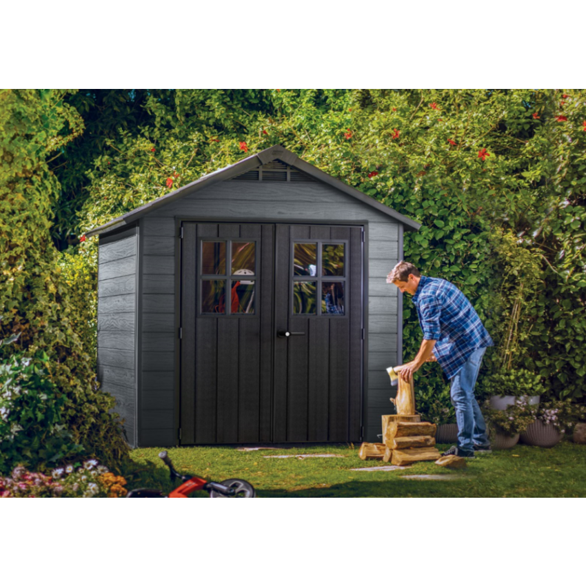 Abri de jardin en résine Woodium 757 - 5m² Gris anthracite 