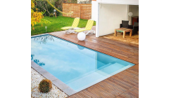 Piscine Bois Luxe Rectangulaire avec Plage immergée + escalier 420x320x145cm