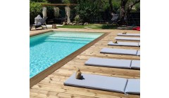 Piscine Bois Lenny Rectangulaire avec Plage Immergée  + Escalier 720x400x145cm