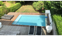 Piscine Bois Hors Sol Rectangulaire Luxe Avec Banc et Petit escalier 620x420x145cm
