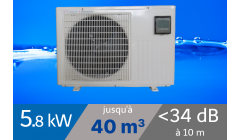Pompe à chaleur EcoPac 5.8 kW pour piscine de 30-40m3 + bâche de protection