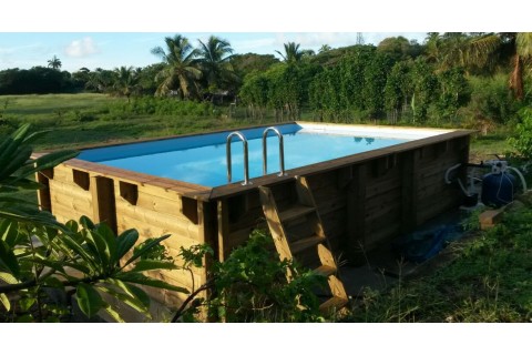 Kit Piscine Bois Hors Sol Rectangulaire Luxe 420 X 320 X 145 Cm