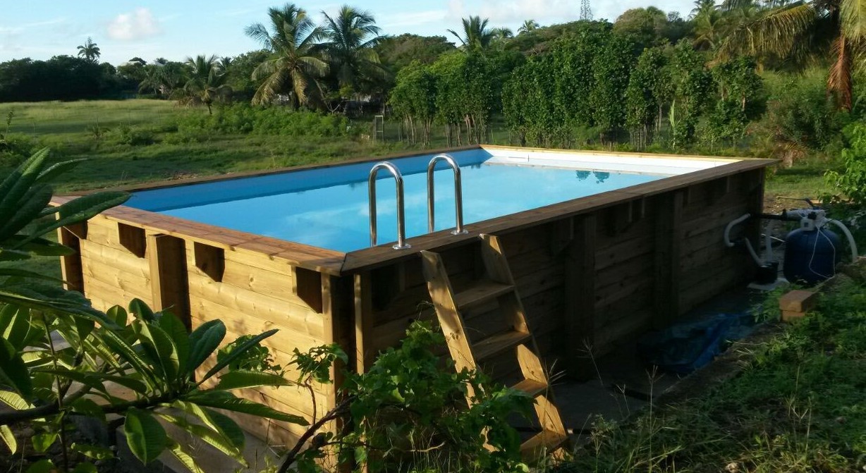 Fabriquer Plongeoir Piscine Hors Sol Kit Piscine Bois Hors Sol Rectangulaire Luxe 420 x 320 x 145 cm -  LeKingStore