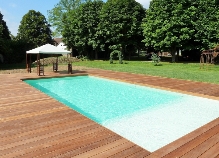 Piscine Bois Luxe Rectangulaire Avec Plage Immergée Escalier 520x320x131cm