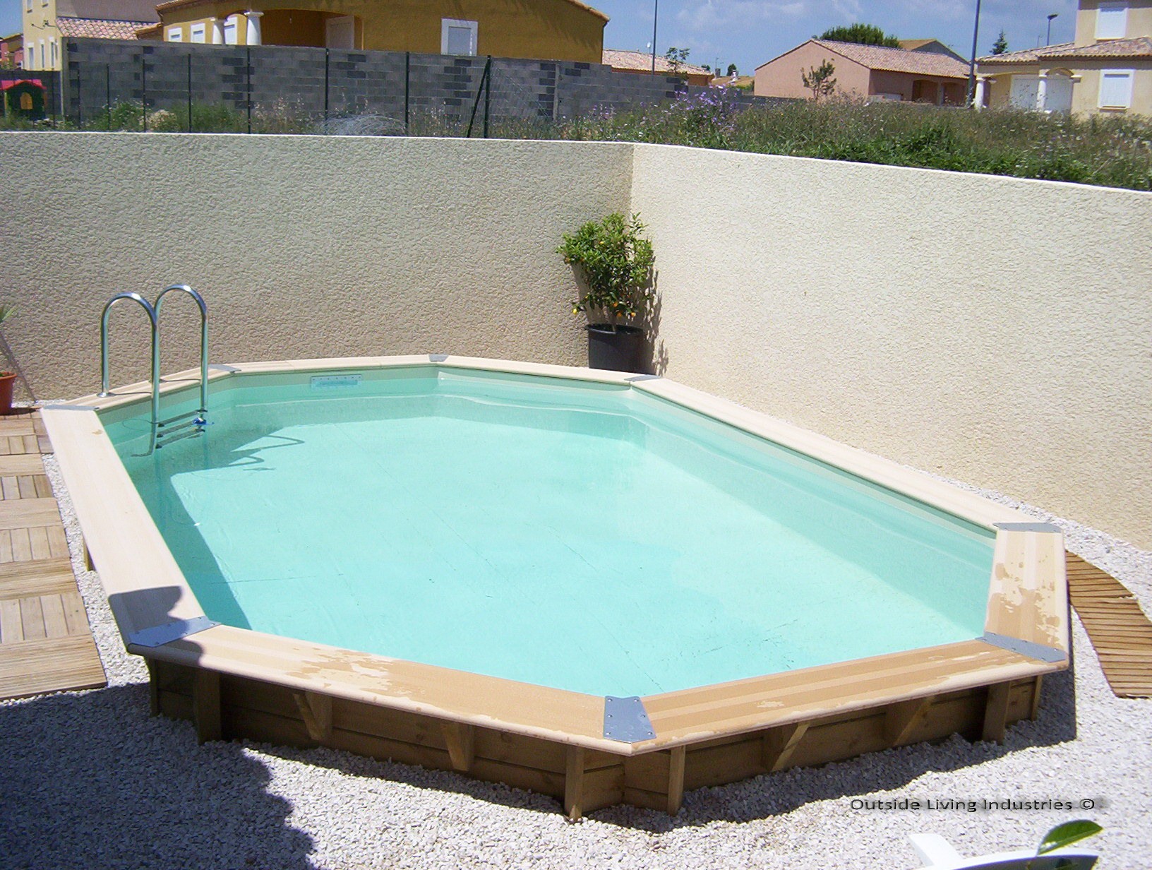 piscine bois liner beige