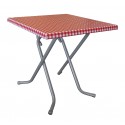 Table Pliante 2 Personnes 70 x 70 x 71 cm Décor Vichy Rouge