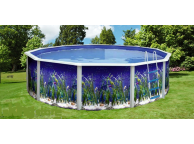 Piscine Ronde OCEANO Acier Decoration Aquatique 350 x 120 cm 