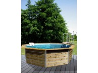 Piscine bois Octogonale LEYTE Ø460x111cm Liner Bleu