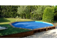 Piscine bois Allongée UBBINK AZURA 550x355x120cm Liner Bleu 