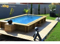 Piscine bois Allongée UBBINK SUPER TONGA 820x470x130cm Liner Sable -  LeKingStore