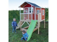 Cabane Enfant Loft en Bois Rouge 190x188x253cm