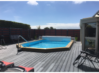 Piscine Bois D'ARGENT Allongée avec escalier 610X400x130 cm