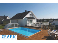 Kit Piscine Bois Hors Sol Rectangulaire Luxe avec Escalier d'Angle 4.70 X 2.70 X 145 cm