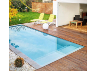 Piscine Bois Luxe Rectangulaire avec Plage immergée + escalier 420x320x145 cm