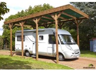 Carport couvert Camping Car en Bois 404x802cm couverture Polycarbonate