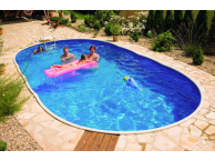 Piscine Azuro Acier avec Cadre en Bois 7.3x3.7x1.2m