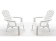 Lot de 2 Fauteuils de Jardin ADIRONDACK Blanc - LEKINGSTORE