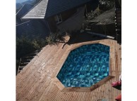 Piscine Bois d'Argent Octogonale Allongée 610x400x130 cm Pierre de Bali