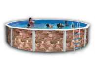 Piscine Ronde ROCALLA Acier Decoration Pierre 460 x 120 cm 